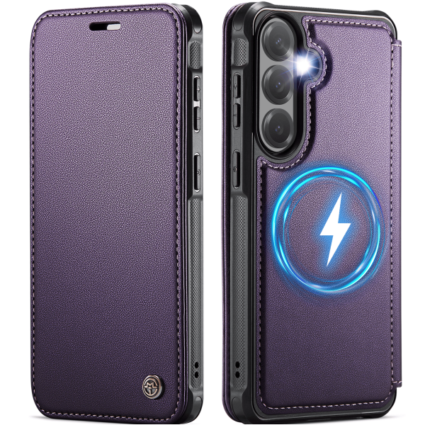 „CaseMe“ MagSafe Leather Flip Case - purple (Galaxy A57)