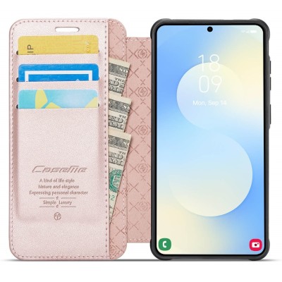 „CaseMe“ MagSafe Leather Flip Case - pink (Galaxy A57)