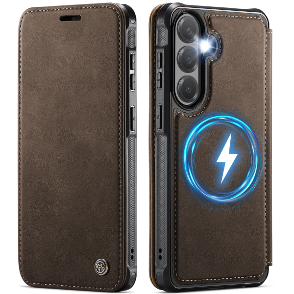 „CaseMe“ MagSafe Leather Flip Case - Brown (Galaxy A57)