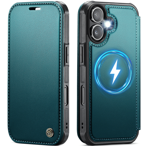 „CaseMe“ MagSafe Leather Flip Case - green (iPhone 17)