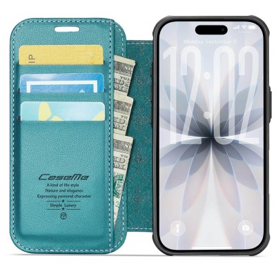 „CaseMe“ MagSafe Leather Flip Case - green (iPhone 17)