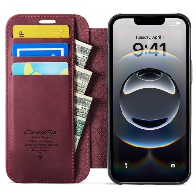 „CaseMe“ MagSafe Leather Flip Case - burgundy (iPhone 17)