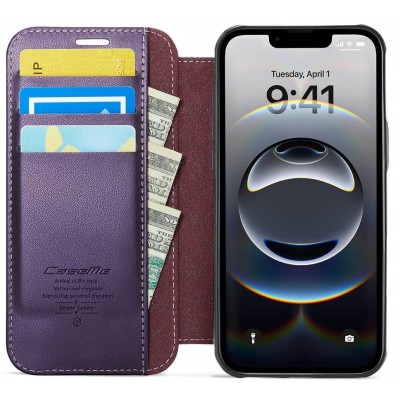 „CaseMe“ MagSafe Leather Flip Case - purple (iPhone 17)