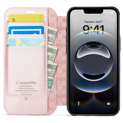 „CaseMe“ MagSafe Leather Flip Case - pink (iPhone 17)