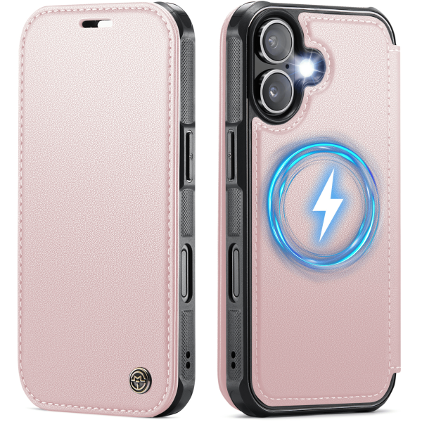 „CaseMe“ MagSafe Leather Flip Case - pink (iPhone 17)