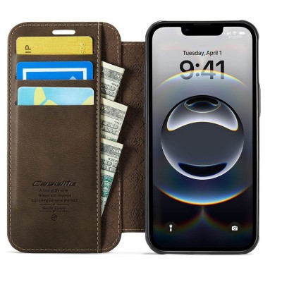„CaseMe“ MagSafe Leather Flip Case - Brown (iPhone 17)