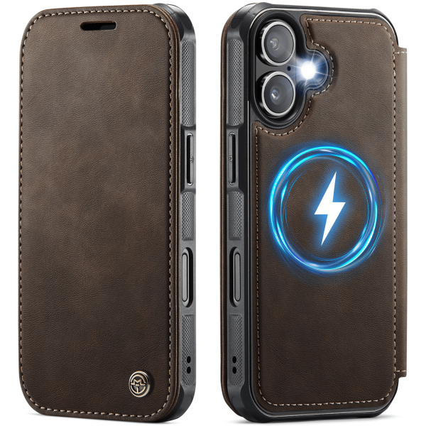 „CaseMe“ MagSafe Leather Flip Case - Brown (iPhone 17)