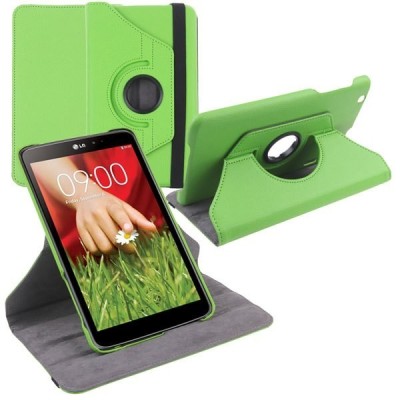 LG G Pad 8.0 V480 (LTE, V490) atverčiamas, sukamas 360 laipsnių, žalias odinis dėklas - stovas / Priedai.lt