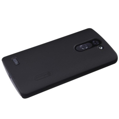 LG L Bello (D331, D335) Nillkin Frosted Shield juodas plastikinis dėklas + apsauginė ekrano plėvelė / Priedai.lt