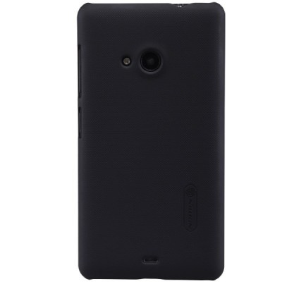 Microsoft Lumia 535 Nillkin Frosted Shield juodas plastikinis dėklas + apsauginė ekrano plėvelė / Priedai.lt
