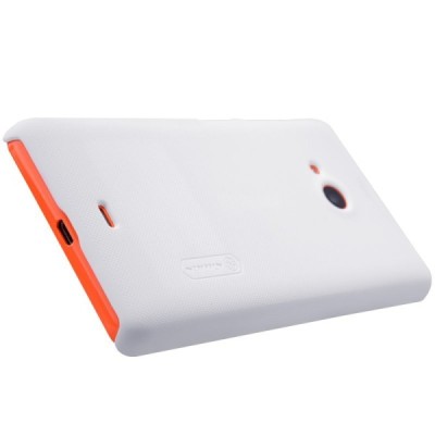 Microsoft Lumia 535 Nillkin Frosted Shield baltas plastikinis dėklas + apsauginė ekrano plėvelė / Priedai.lt