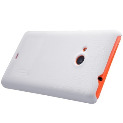 Microsoft Lumia 535 Nillkin Frosted Shield baltas plastikinis dėklas + apsauginė ekrano plėvelė / Priedai.lt