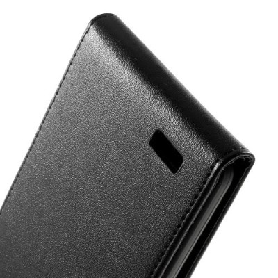 Huawei Ascend Mate 7 klasikinis vertikaliai atverčiamas juodas odinis dėklas / Priedai.lt