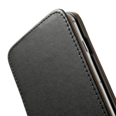 Apple iPhone 6 Plus (6s Plus) klasikinis vertikaliai atverčiamas juodas odinis dėklas / Priedai.lt