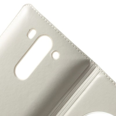 LG G3 S D722 baltas odinis atverčiamas „Smart Window“ dėklas - dangtelis / Priedai.lt
