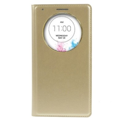 LG G3 D855 (D850, D851) auksinis odinis atverčiamas „Smart Window“ dėklas - dangtelis / Priedai.lt