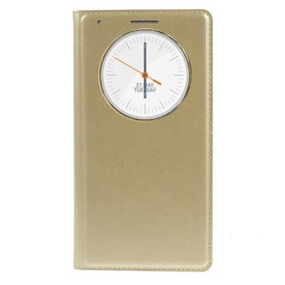 LG G3 D855 (D850, D851) auksinis odinis atverčiamas „Smart Window“ dėklas - dangtelis / Priedai.lt