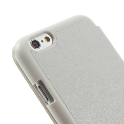 Apple iPhone 6 (6s) baltas odinis atverčiamas „Smart Window“ dėklas su langeliu / Priedai.lt
