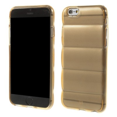 Apple iPhone 6 (6s) reljefinis kieto silikono (TPU) skaidrus (permatomas) oranžinis dėklas / Priedai.lt