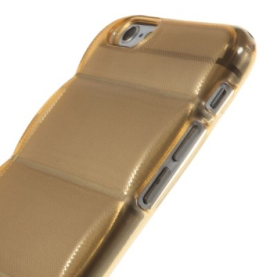 Apple iPhone 6 (6s) reljefinis kieto silikono (TPU) skaidrus (permatomas) oranžinis dėklas / Priedai.lt
