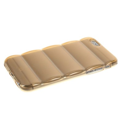 Apple iPhone 6 (6s) reljefinis kieto silikono (TPU) skaidrus (permatomas) oranžinis dėklas / Priedai.lt