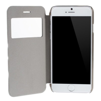 Apple iPhone 6 (6s) juodas atverčiamas dėklas su langeliu / Priedai.lt