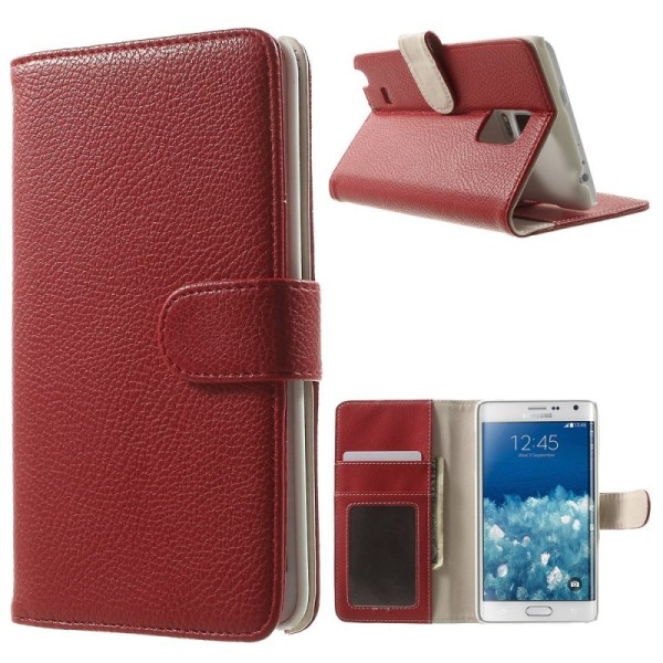 „Litchi“ atverčiamas dėklas - raudonas (Galaxy Note Edge)