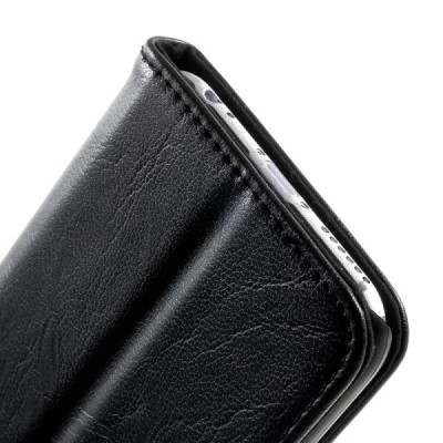 Apple iPhone 6 (6s) solidus atverčiamas juodas odinis dėklas - knygutė / Priedai.lt