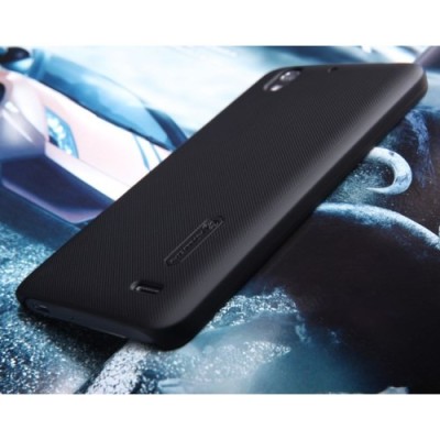Huawei Ascend G630 Nillkin Frosted Shield juodas plastikinis dėklas + apsauginė ekrano plėvelė / Priedai.lt