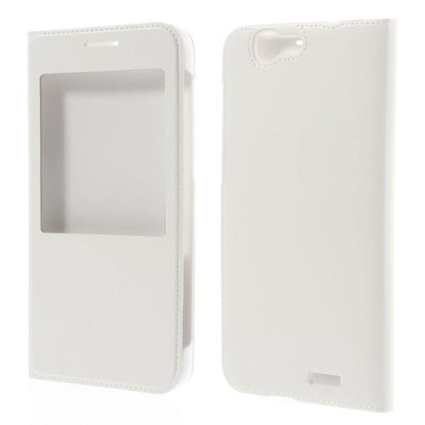 „Smart Window“ atverčiamas odinis dėklas - baltas (Ascend G7)