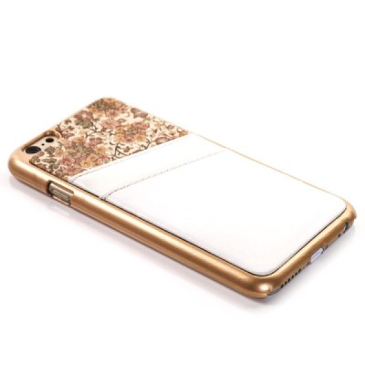 Apple iPhone 6 (6s) gėlėtas baltas odinis dėklas su kortelių laikikliu / Priedai.lt