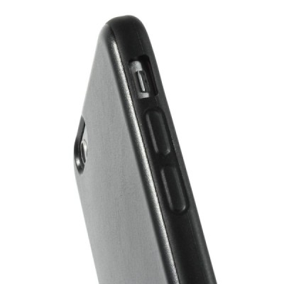 Apple iPhone 6 (6s) juodas kieto silikono TPU dėklas su odos imitacija - nugarėlė / Priedai.lt