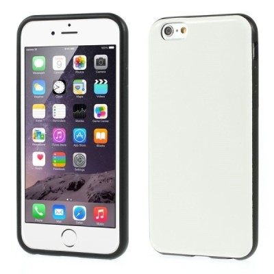 Apple iPhone 6 (6s) baltas kieto silikono TPU dėklas su odos imitacija - nugarėlė / Priedai.lt