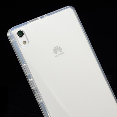 Huawei Ascend P6 skaidrus (permatomas) kieto silikono TPU dėklas - nugarėlė / Priedai.lt