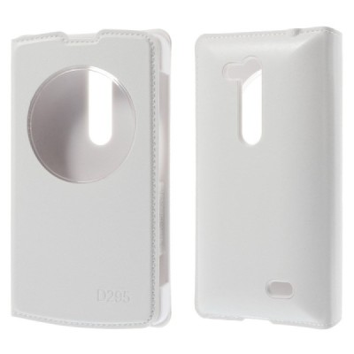 LG L Fino (D290, D295) baltas odinis atverčiamas „Smart Window“ dėklas - dangtelis / Priedai.lt