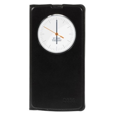 LG L Bello (D331, D335) juodas odinis atverčiamas „Smart Window“ dėklas - dangtelis / Priedai.lt