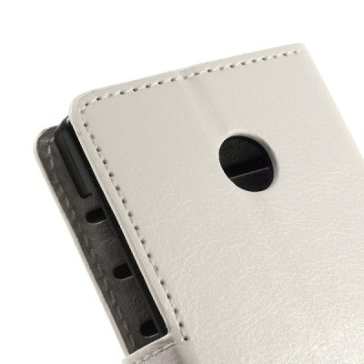 Microsoft Lumia 435 atverčiamas baltas odinis dėklas - piniginė / Priedai.lt