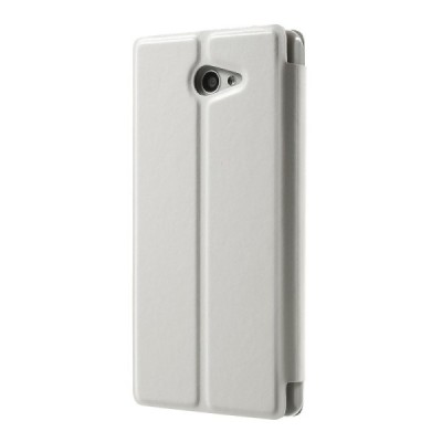 Sony Xperia M2 Aqua atverčiamas baltas odinis dėklas / Priedai.lt