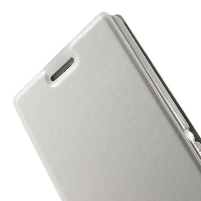 Sony Xperia M2 Aqua atverčiamas baltas odinis dėklas / Priedai.lt