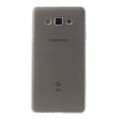 Samsung Galaxy A7 skaidrus (permatomas) kieto silikono TPU ploniausias pasaulyje pilkas dėklas / Priedai.lt