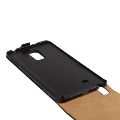 Samsung Galaxy Note Edge klasikinis vertikaliai atverčiamas juodas odinis dėklas / Priedai.lt