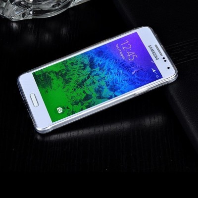 Samsung Galaxy Alpha skaidrus (permatomas) kieto silikono TPU ploniausias pasaulyje dėklas / Priedai.lt