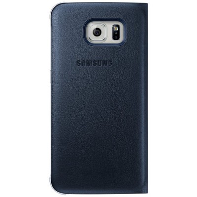 Samsung Galaxy S6 G920 originalus S View Cover atverčiamas juodas dėklas su langeliu / Priedai.lt