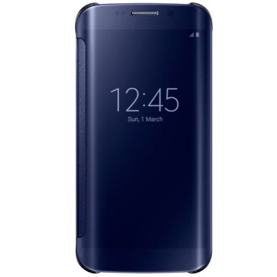 Samsung Galaxy S6 Edge originalus Clear View Cover atverčiamas mėlynas dėklas / Priedai.lt