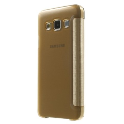 Samsung Galaxy A3 2015 (A300F) view window atverčiamas auksinis dėklas / Priedai.lt