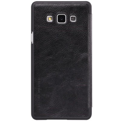 Prabangus „Nillkin“ Qin serijos juodas odinis atverčiamas Samsung Galaxy A7 dėklas / Priedai.lt