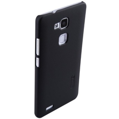 Huawei Ascend Mate 7 Nillkin Frosted Shield juodas plastikinis dėklas + apsauginė ekrano plėvelė / Priedai.lt