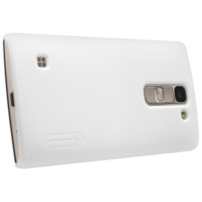 LG Spirit Nillkin Frosted Shield baltas plastikinis dėklas + apsauginė ekrano plėvelė / Priedai.lt