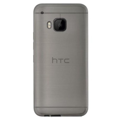 HTC One M9 skaidrus (permatomas) kieto silikono TPU ploniausias pasaulyje pilkas dėklas / Priedai.lt