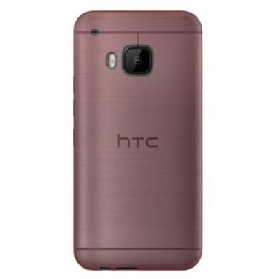 HTC One M9 skaidrus (permatomas) kieto silikono TPU ploniausias pasaulyje raudonas dėklas / Priedai.lt